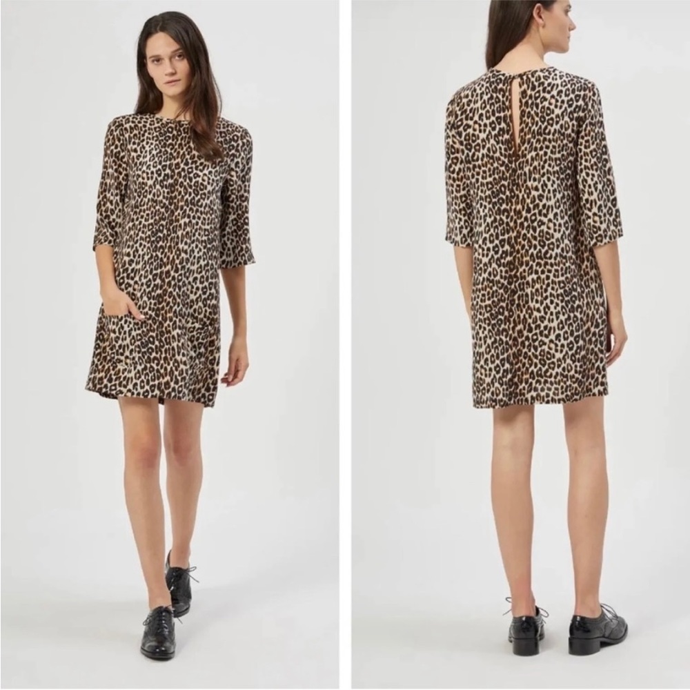 Equipment Aubrey Silk Shift Leopard Animal Print Dress